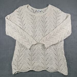 Vintage Carolina Colours Sweater Beige Women’s L Cotton Knit Long Sleeve Boho